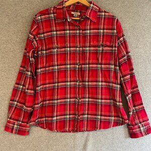 Carhartt Women Large Flannel Pink Plaid Button Down Long Sleeve Shirt Country